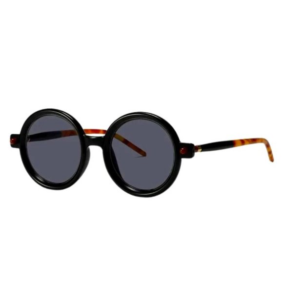 Malibu Retro Round Sunglasses Black Frame Light Grey Tinted Lenses Unisex - Picture 7 of 11